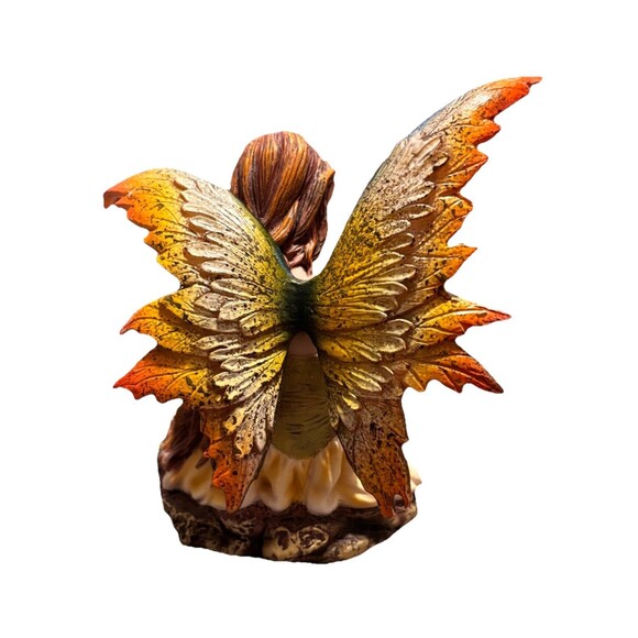 Fantasy Bookworm Fairy Yellow and Green Winged Figurine - Picture 4 of 16